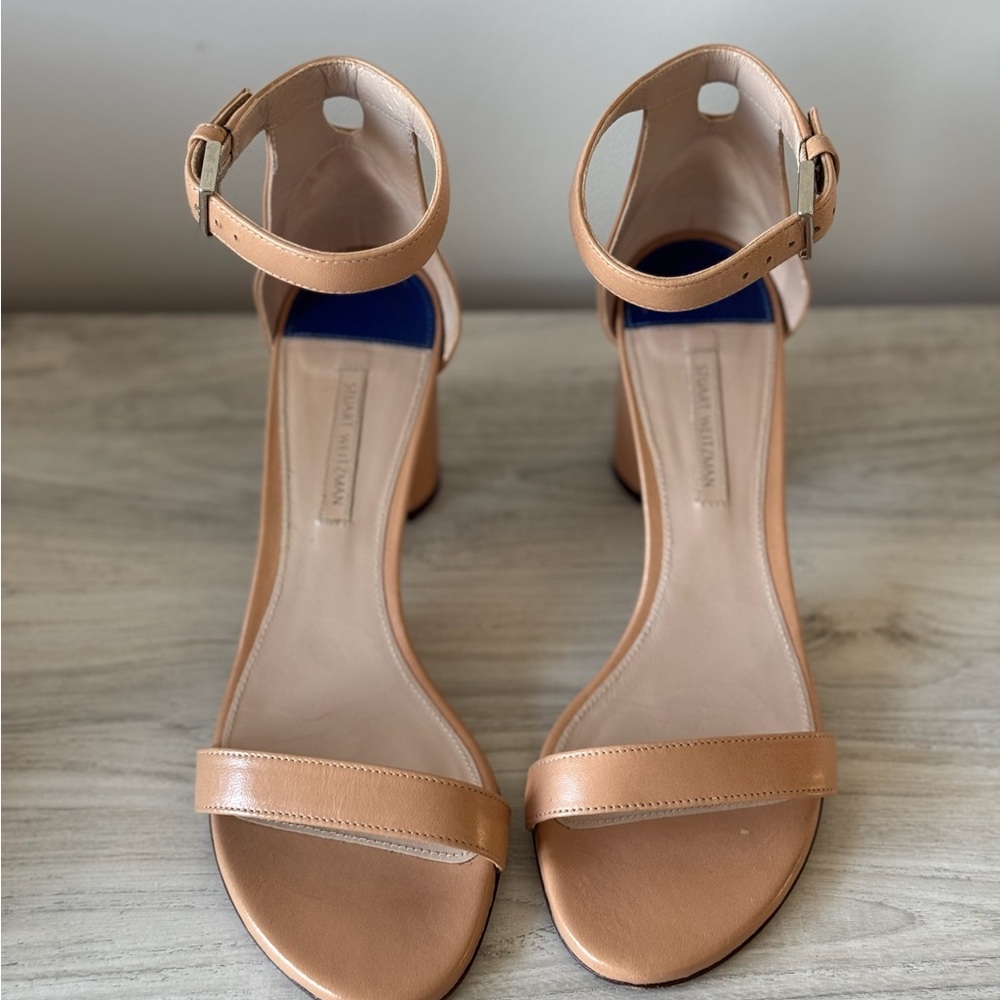 Stuart Weitzman Nude Block Heel Sandals